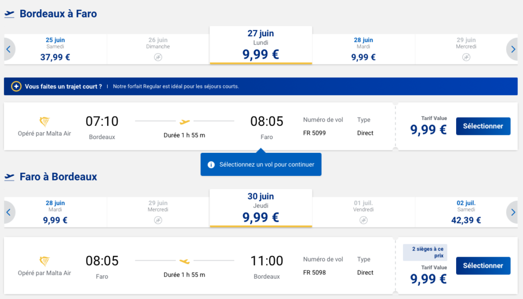 Voyager depuis Bordeaux pour moins de 50 euros